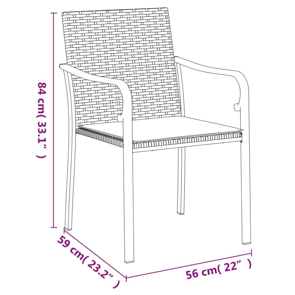 vidaXL 3-tlg. Garten-Essgruppe mit Kissen Poly Rattan und Stahl