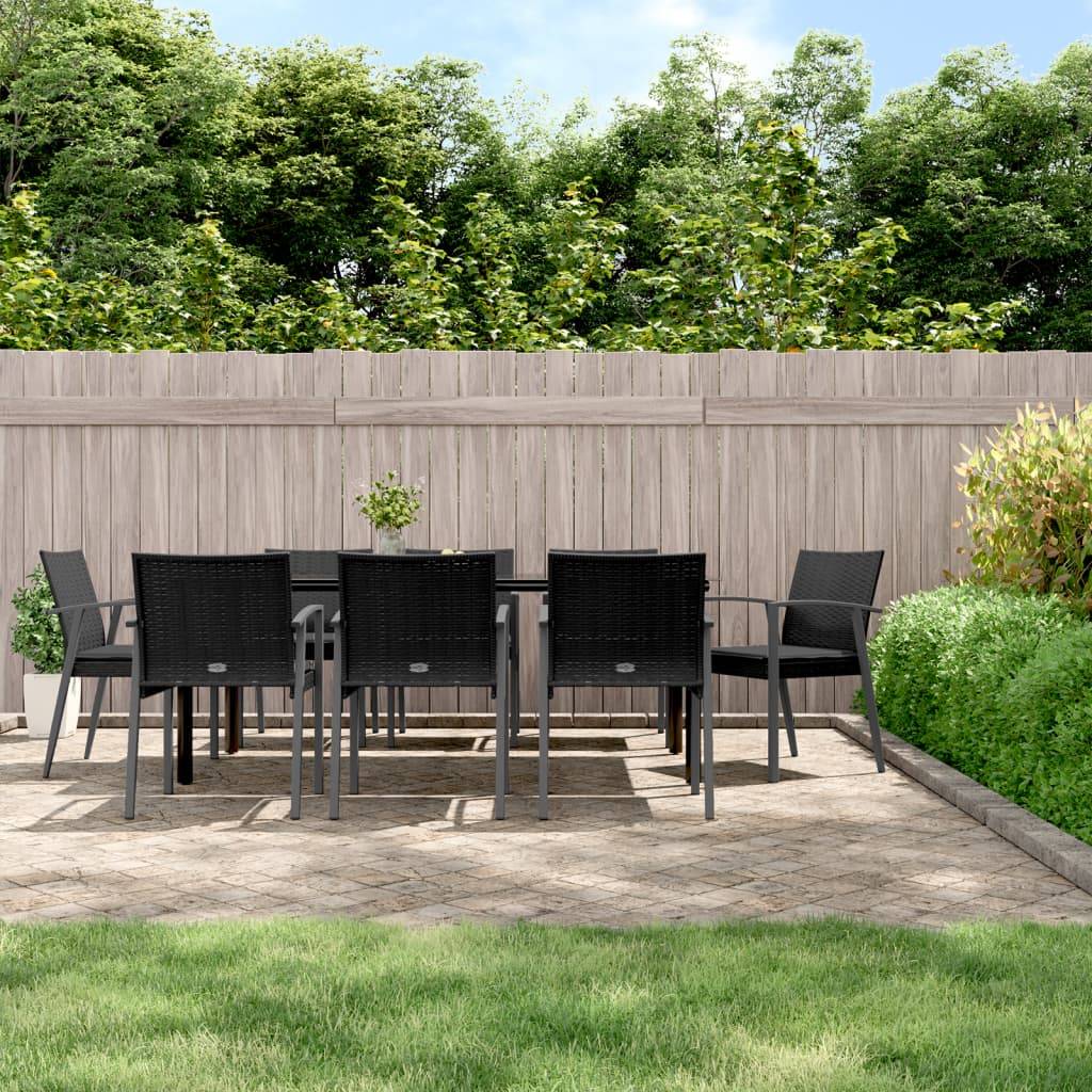 vidaXL 9-tlg. Garten-Essgruppe mit Kissen Poly Rattan und Stahl