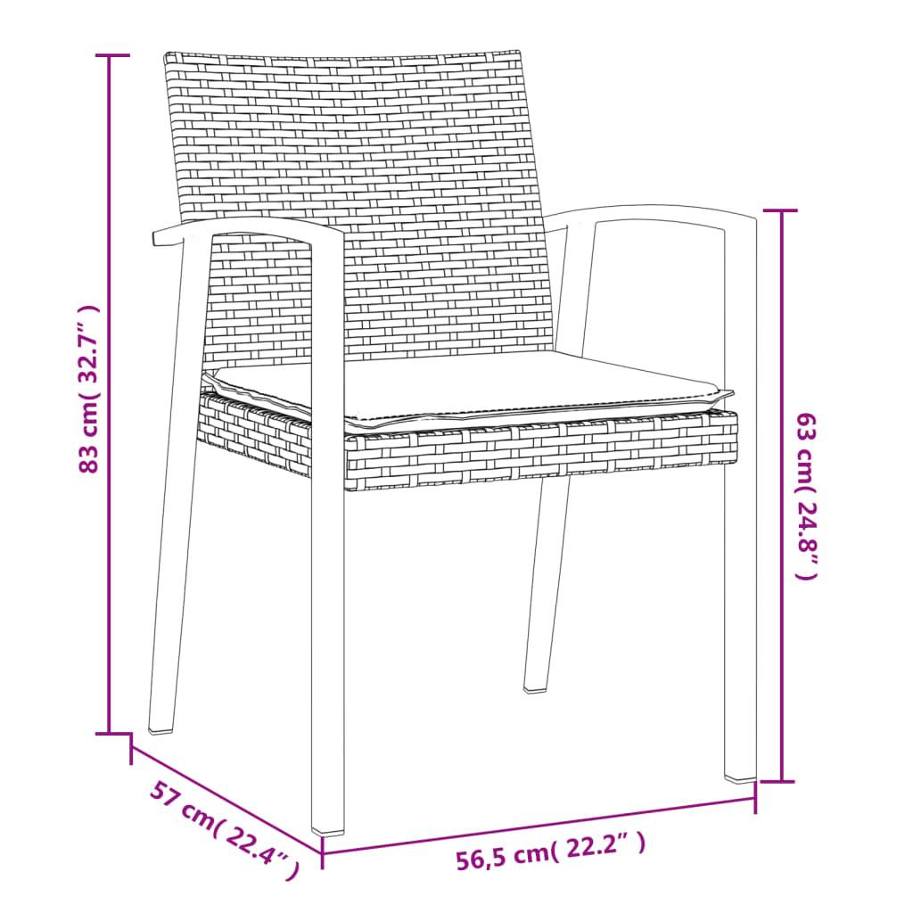 vidaXL Gartenstühle mit Kissen 6 Stk. Schwarz 56,5x57x83cm Poly Rattan