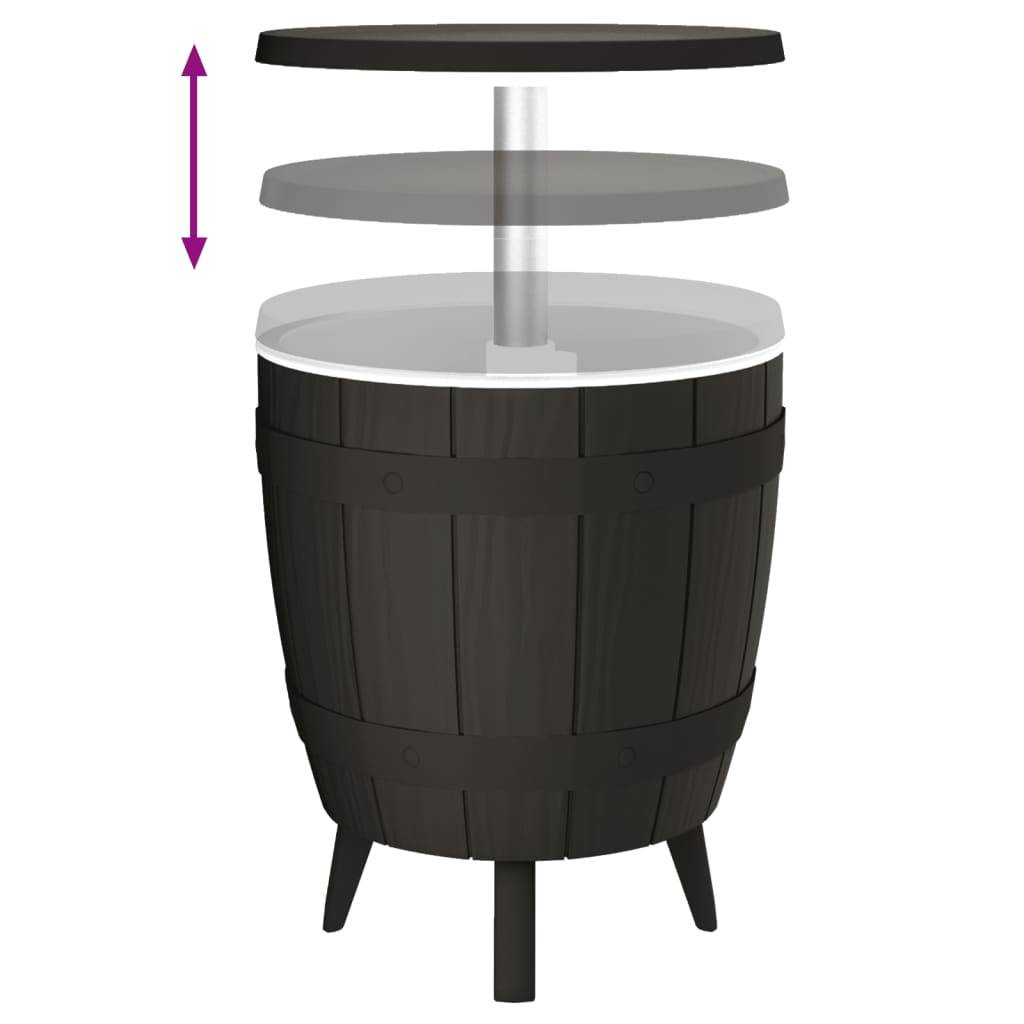 vidaXL 3-in-1 Tisch mit Eiskühler Schwarz Polypropylen