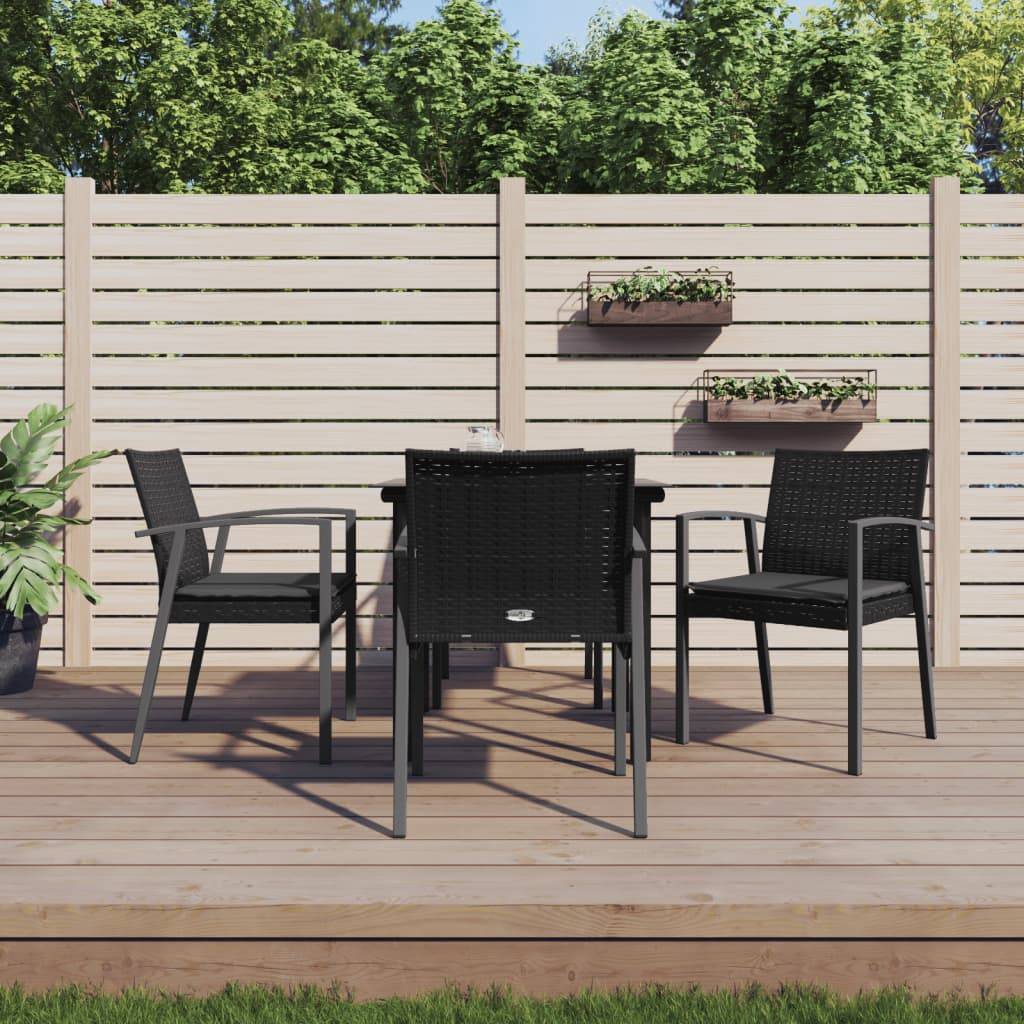 vidaXL 5-tlg. Garten-Essgruppe mit Kissen Poly Rattan und Stahl