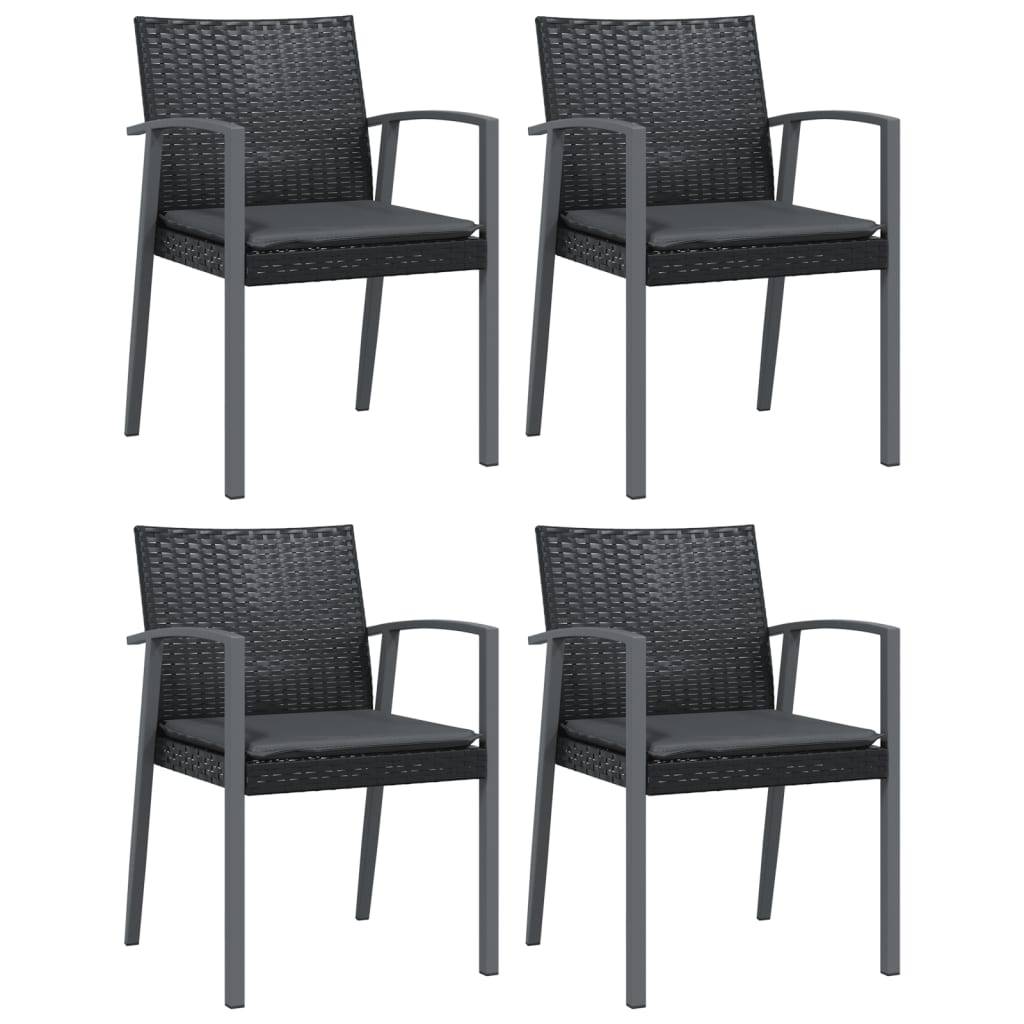 vidaXL 5-tlg. Garten-Essgruppe mit Kissen Poly Rattan und Stahl