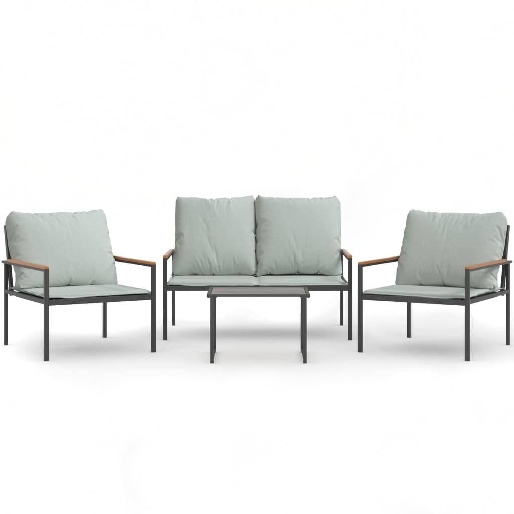 vidaXL 4-tlg. Garten-Lounge-Set mit Kissen Anthrazit Stahl