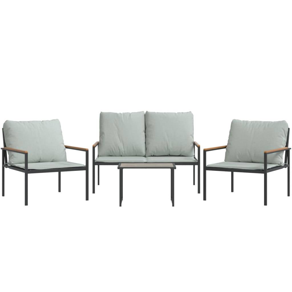 vidaXL 4-tlg. Garten-Lounge-Set mit Kissen Anthrazit Stahl
