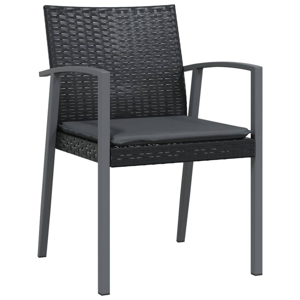 vidaXL Gartenstühle mit Kissen 6 Stk. Schwarz 56,5x57x83cm Poly Rattan