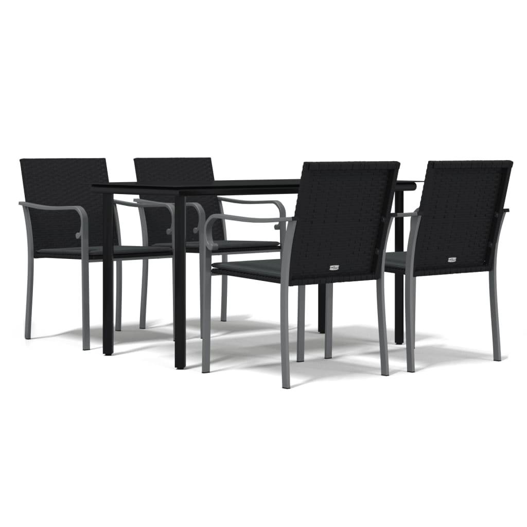 vidaXL 5-tlg. Garten-Essgruppe mit Kissen Poly Rattan und Stahl
