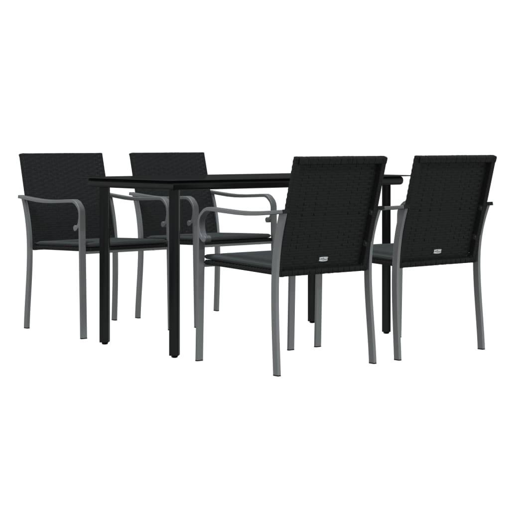 vidaXL 5-tlg. Garten-Essgruppe mit Kissen Poly Rattan und Stahl
