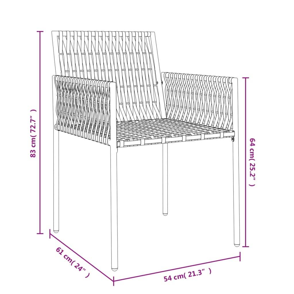 vidaXL Gartenstühle mit Kissen 6 Stk. Schwarz 54x61x83 cm Poly Rattan