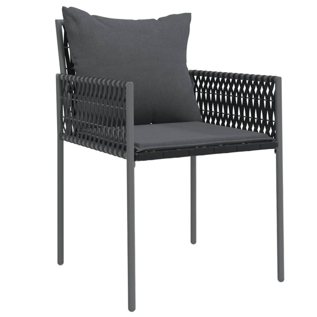 vidaXL Gartenstühle mit Kissen 6 Stk. Schwarz 54x61x83 cm Poly Rattan