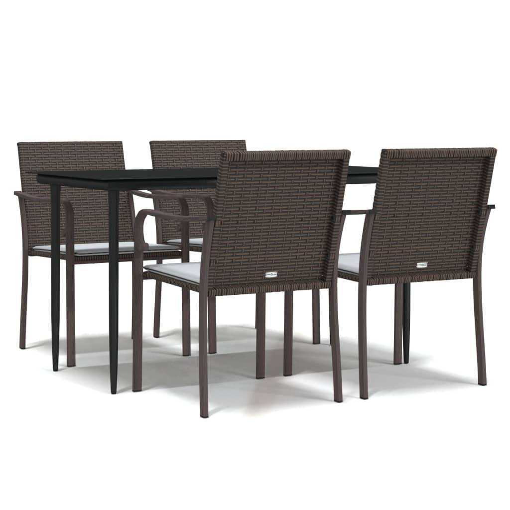 vidaXL 5-tlg. Garten-Essgruppe mit Kissen Poly Rattan und Stahl