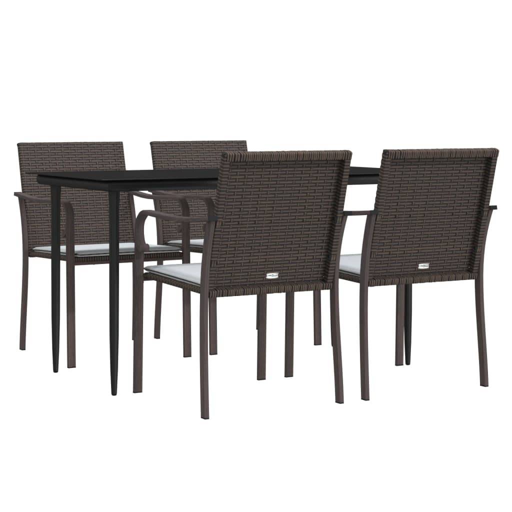 vidaXL 5-tlg. Garten-Essgruppe mit Kissen Poly Rattan und Stahl