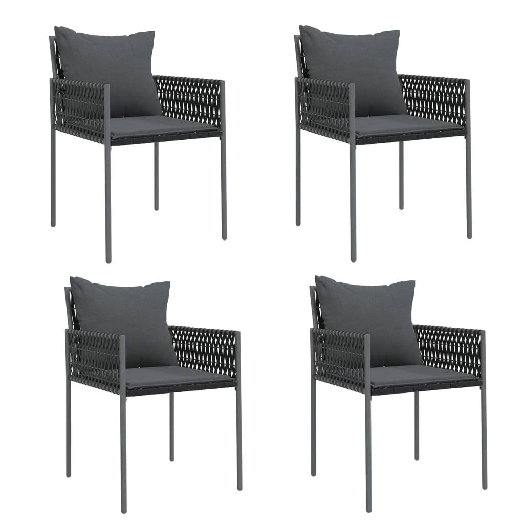 vidaXL 5-tlg. Garten-Essgruppe mit Kissen Poly Rattan und Stahl