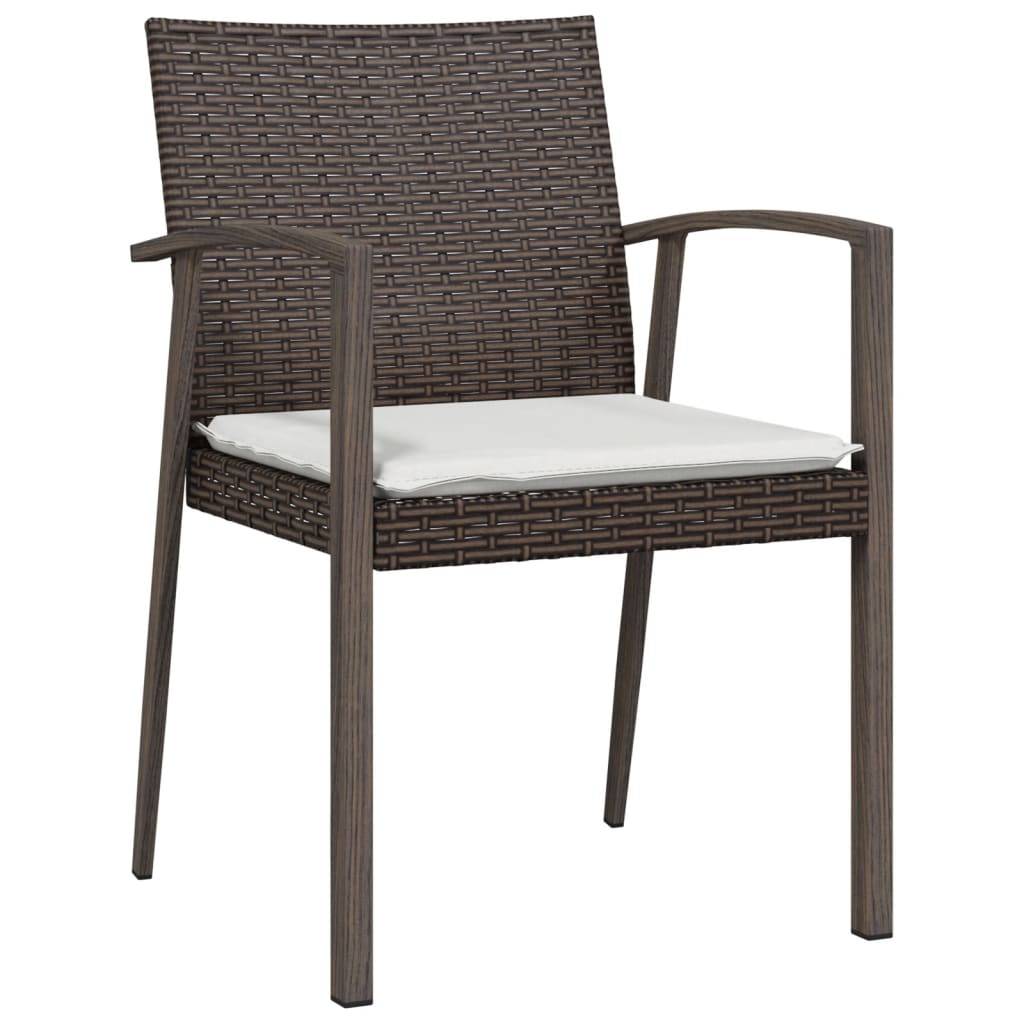 vidaXL Gartenstühle mit Kissen 4 Stk. Braun 56,5x57x83 cm Poly Rattan
