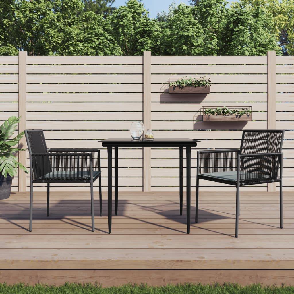 vidaXL Gartenstühle mit Kissen 2 Stk. Schwarz 54x60,5x83,5 cm