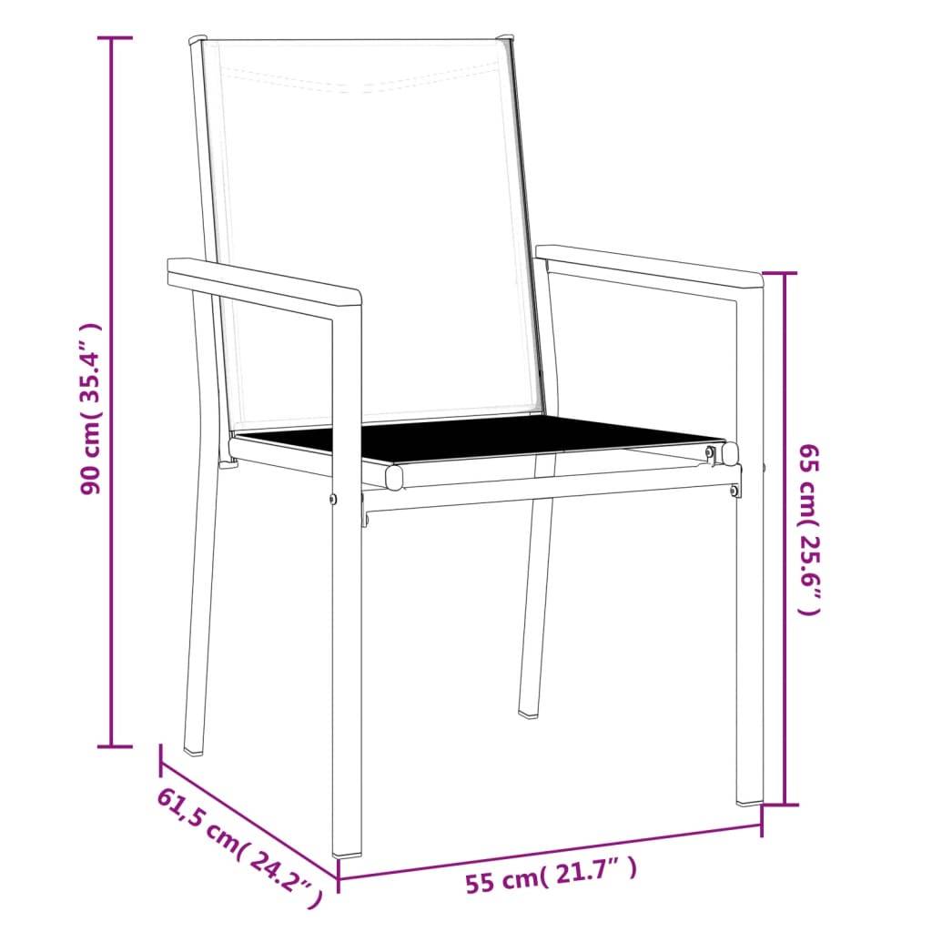 vidaXL Gartenstühle 6 Stk. Schwarz 55x61,5x90 cm Textilene und Stahl