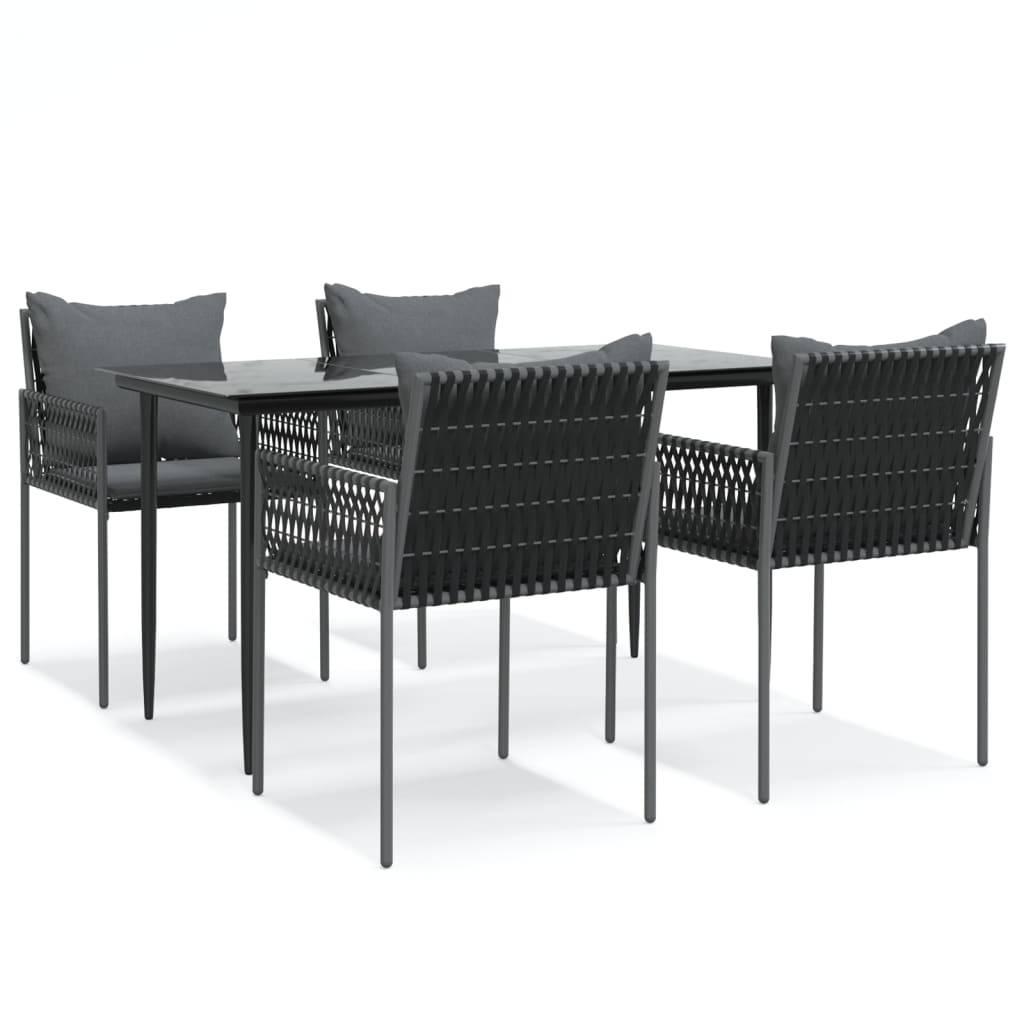 vidaXL 5-tlg. Garten-Essgruppe mit Kissen Poly Rattan und Stahl