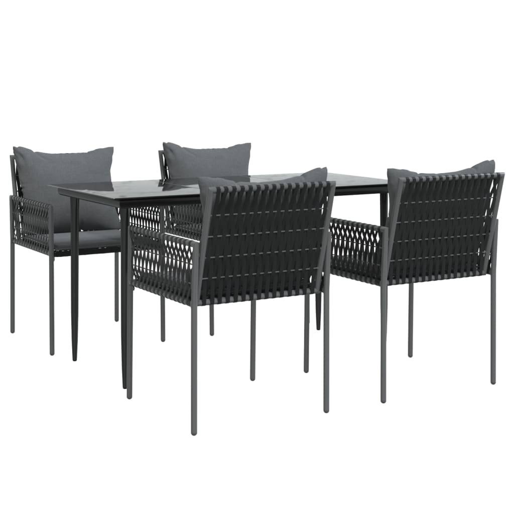 vidaXL 5-tlg. Garten-Essgruppe mit Kissen Poly Rattan und Stahl