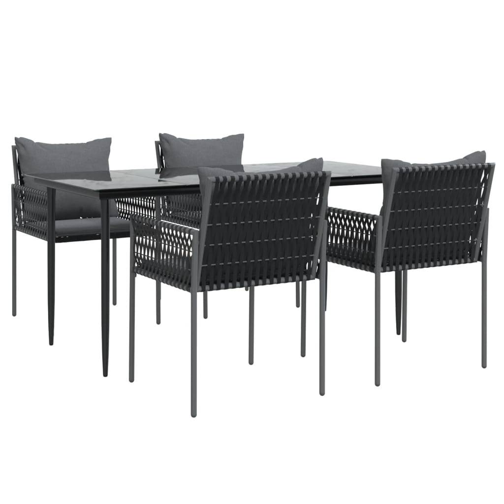 vidaXL 5-tlg. Garten-Essgruppe mit Kissen Poly Rattan und Stahl