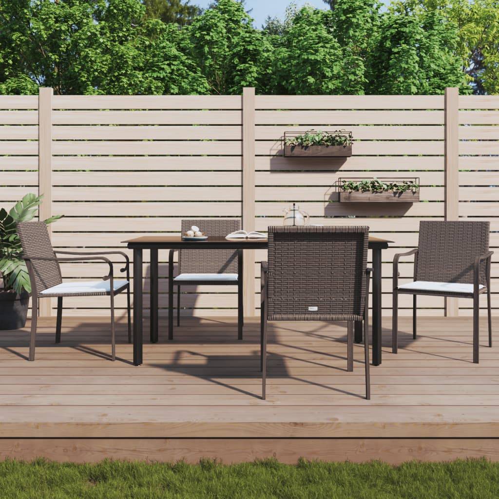 vidaXL 5-tlg. Garten-Essgruppe mit Kissen Poly Rattan und Stahl