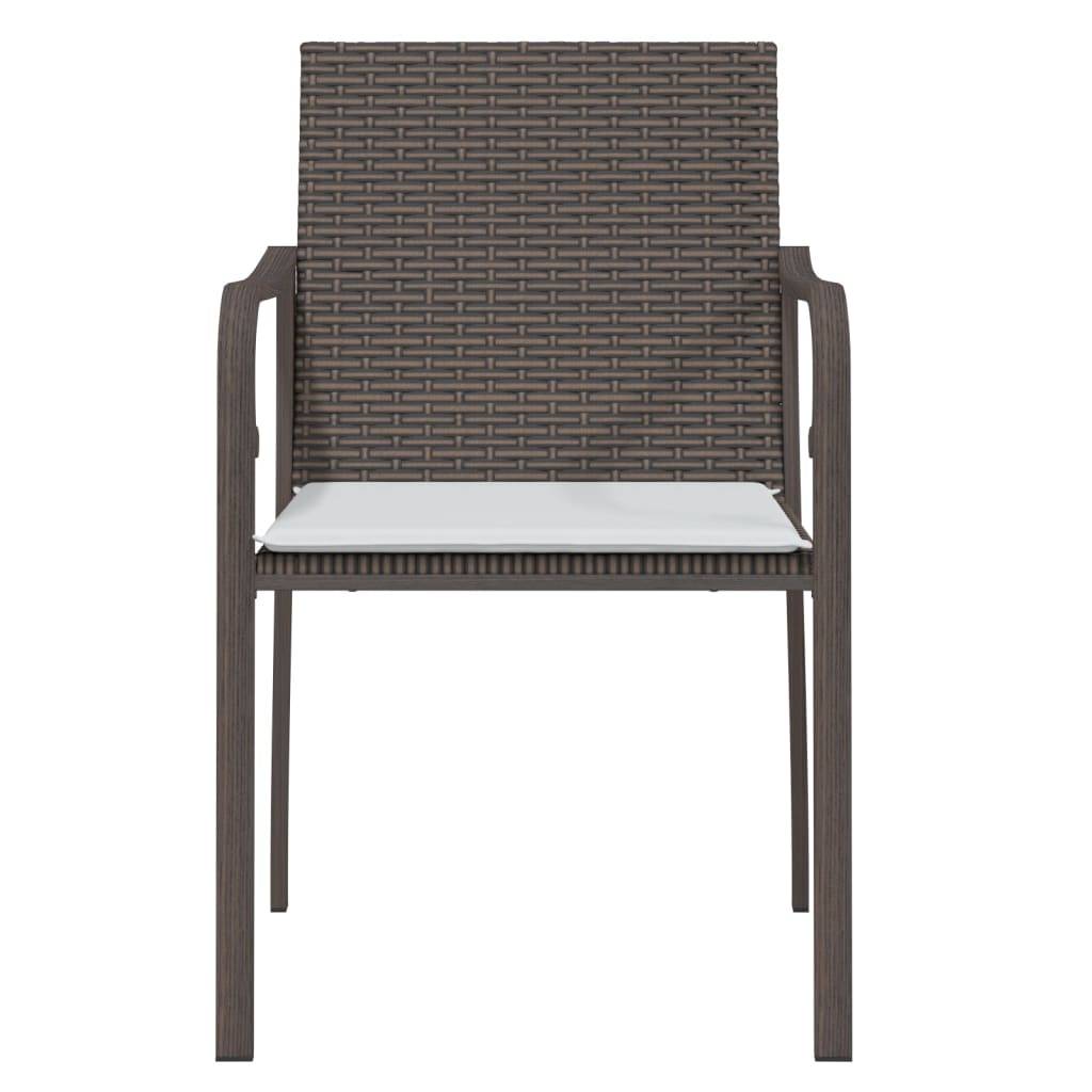 vidaXL Gartenstühle mit Kissen 6 Stk. Braun 56x59x84 cm Poly Rattan