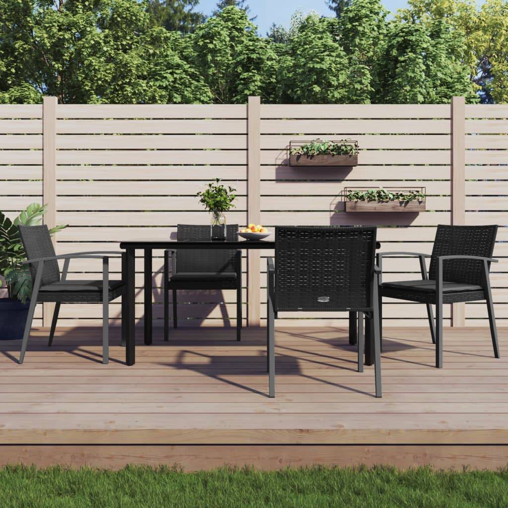 vidaXL 5-tlg. Garten-Essgruppe mit Kissen Poly Rattan und Stahl