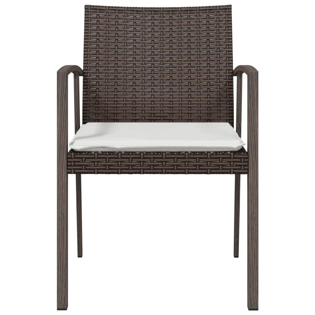 vidaXL Gartenstühle mit Kissen 4 Stk. Braun 56,5x57x83 cm Poly Rattan