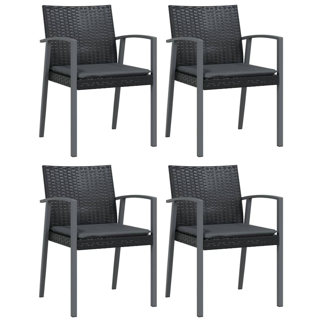 vidaXL 5-tlg. Garten-Essgruppe mit Kissen Poly Rattan und Stahl