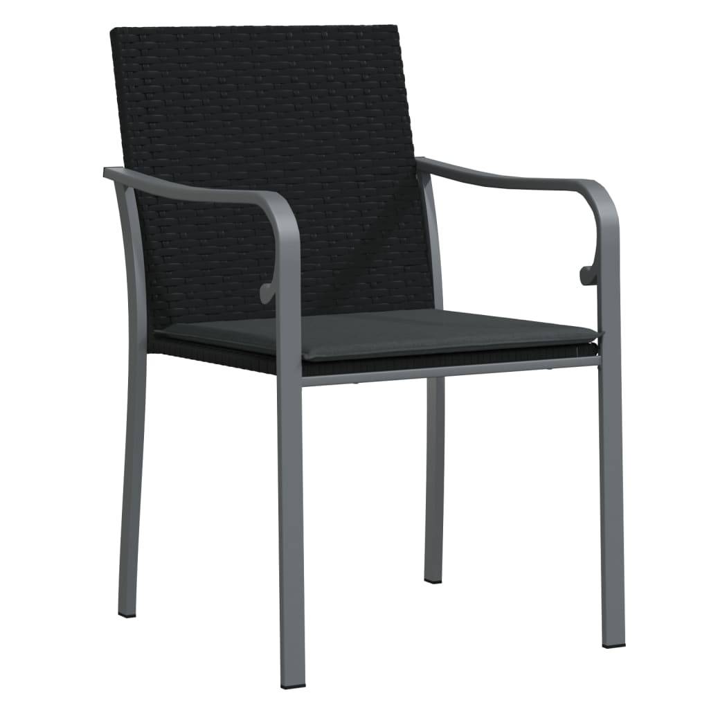 vidaXL Gartenstühle mit Kissen 4 Stk. Schwarz 56x59x84 cm Poly Rattan