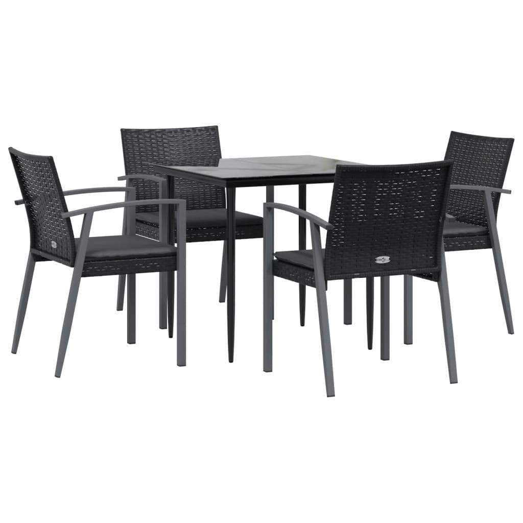 vidaXL 5-tlg. Garten-Essgruppe mit Kissen Poly Rattan und Stahl