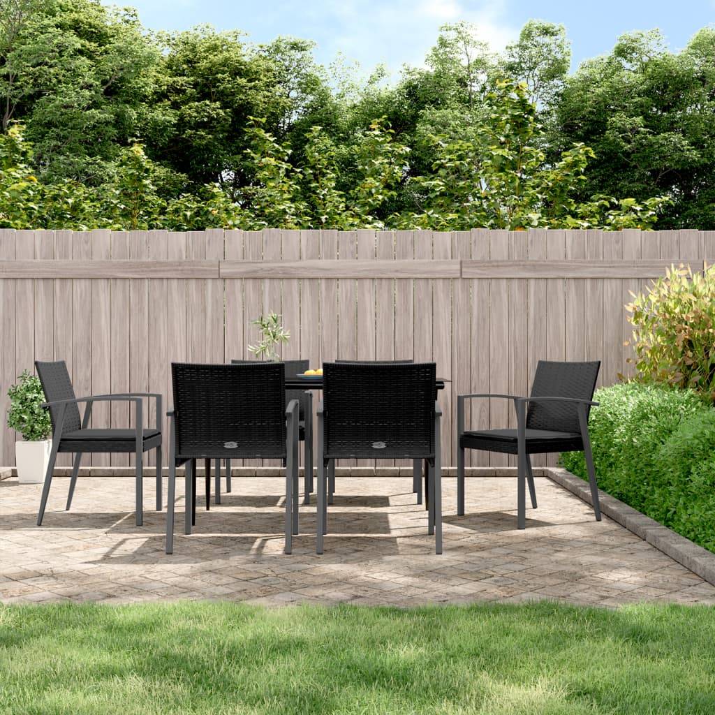 vidaXL Gartenstühle mit Kissen 6 Stk. Schwarz 56,5x57x83cm Poly Rattan