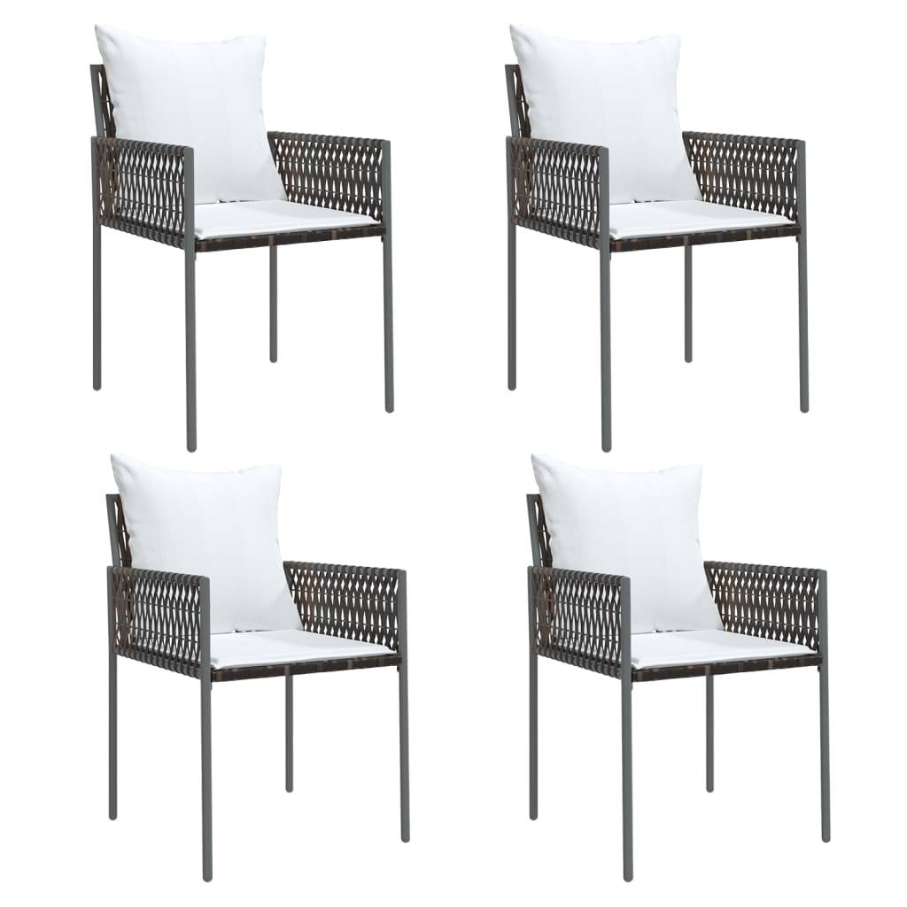 vidaXL Gartenstühle mit Kissen 4 Stk. Braun 54x61x83 cm Poly Rattan