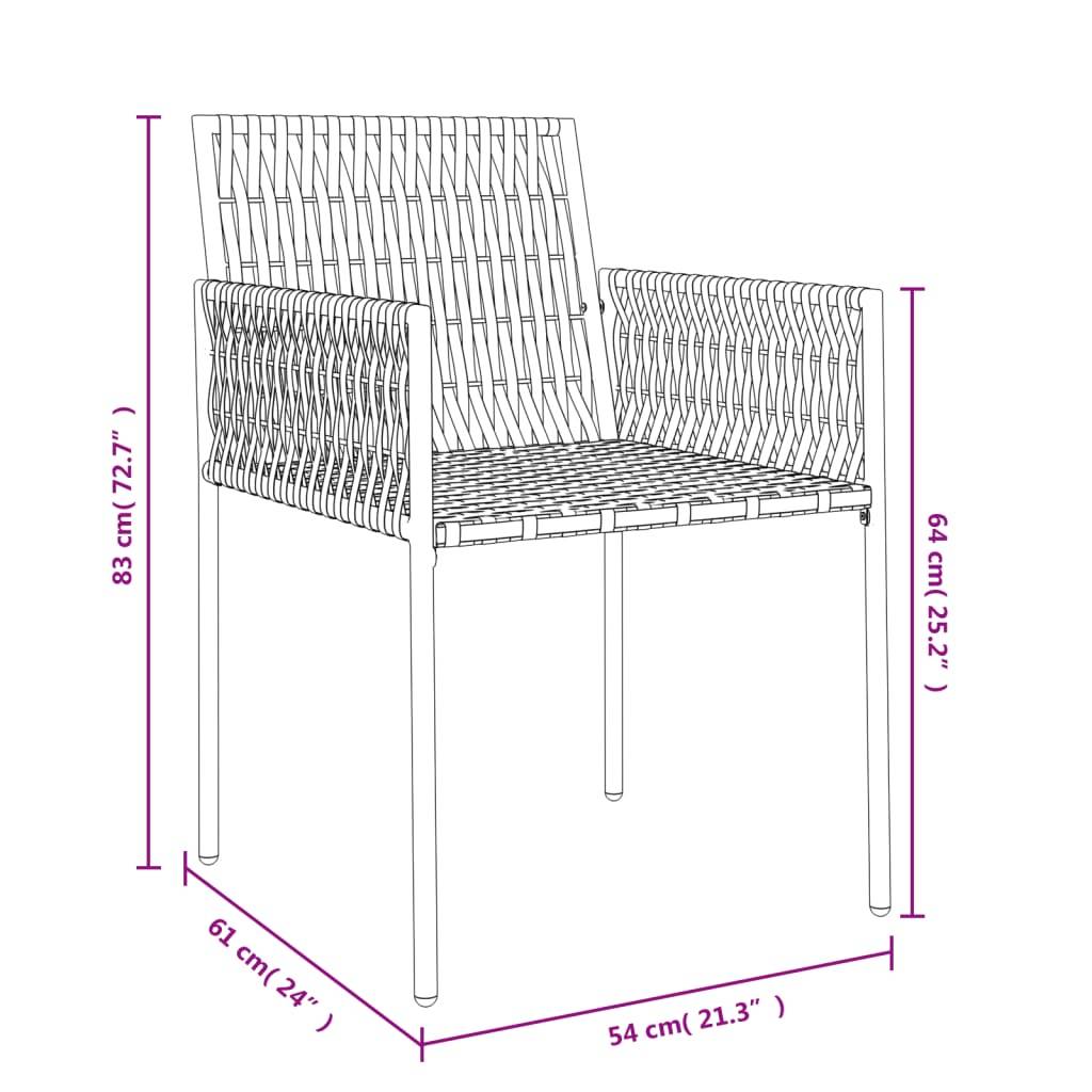 vidaXL Gartenstühle mit Kissen 4 Stk. Braun 54x61x83 cm Poly Rattan