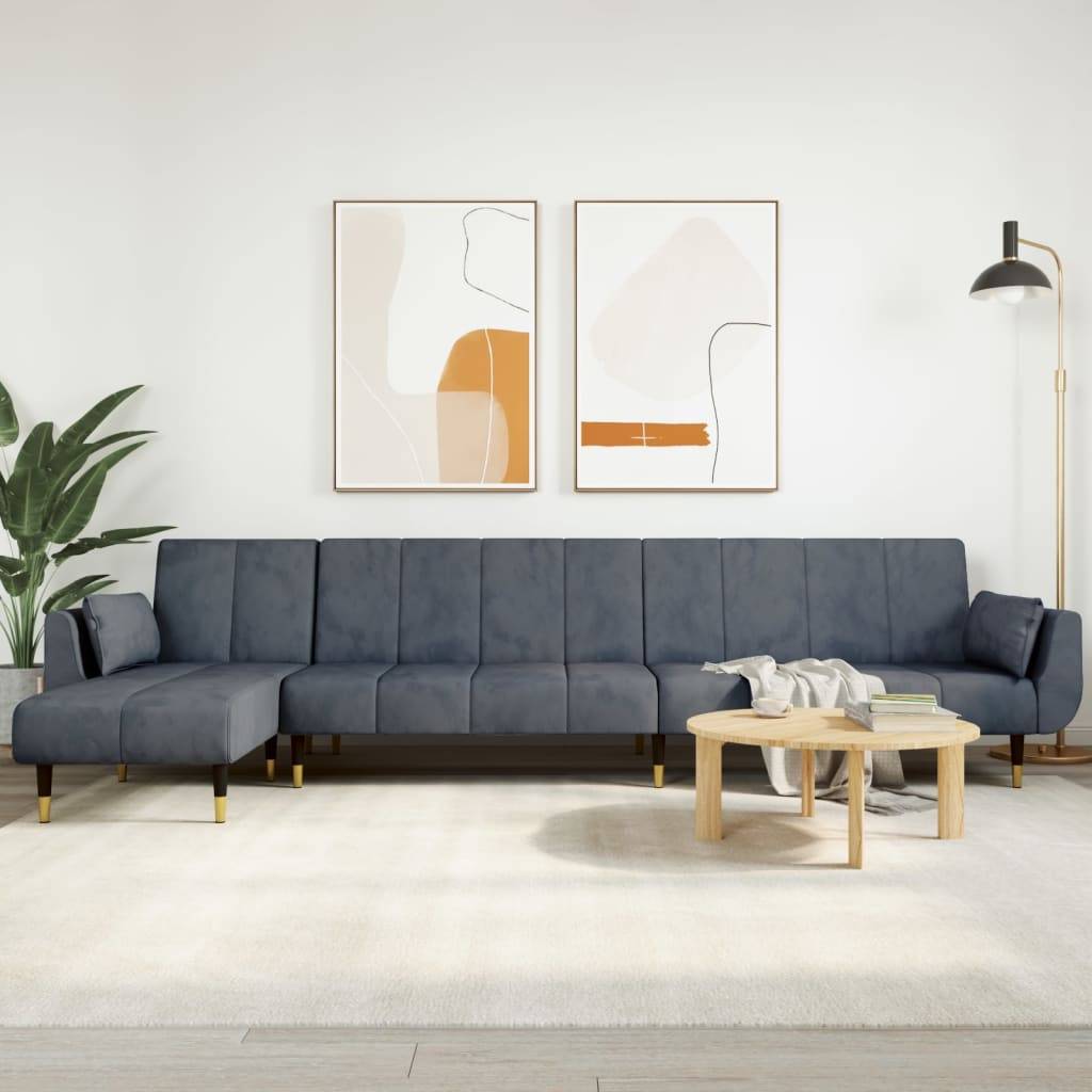 vidaXL Schlafsofa in L-Form Dunkelgrau 275x140x70 cm Samt