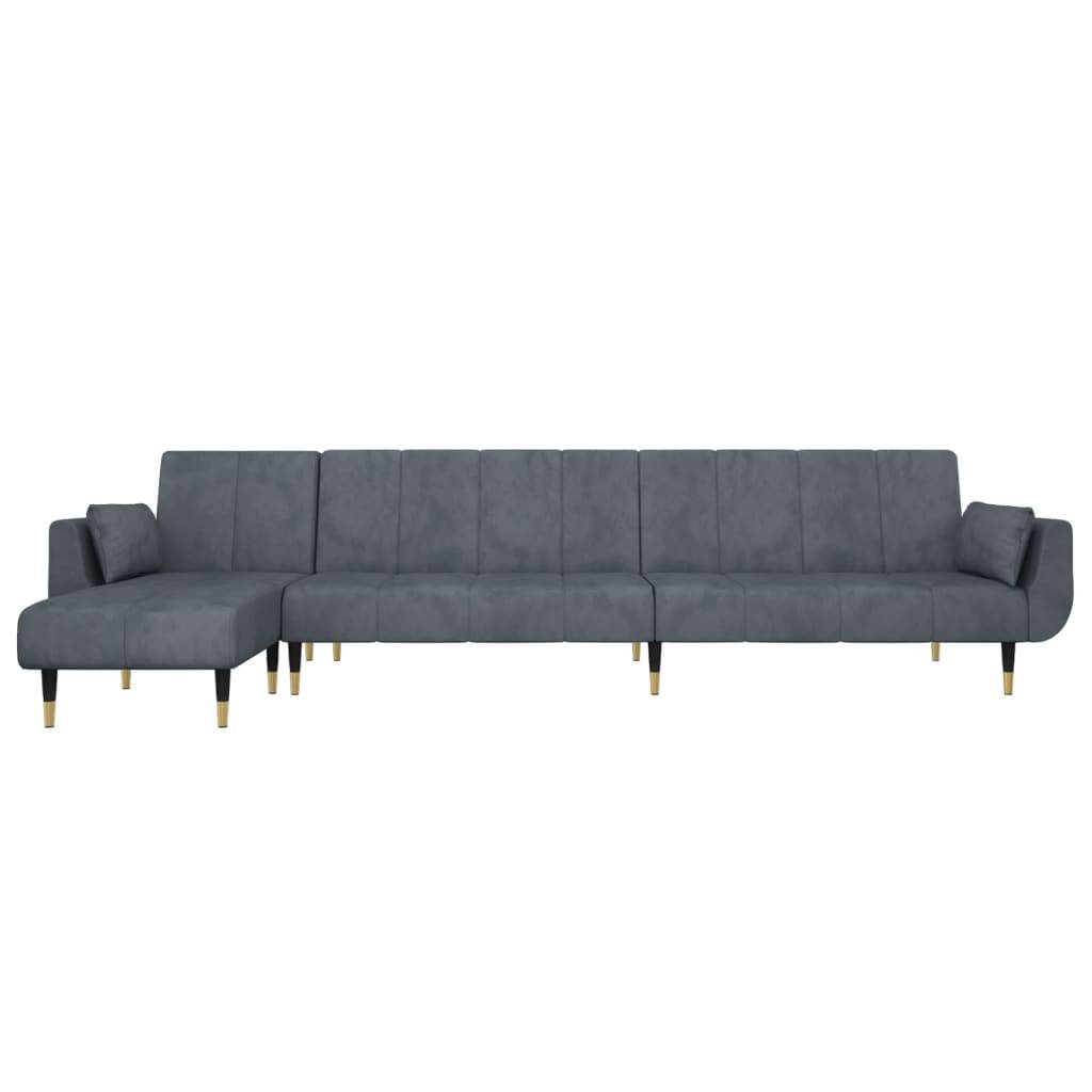 vidaXL Schlafsofa in L-Form Dunkelgrau 275x140x70 cm Samt