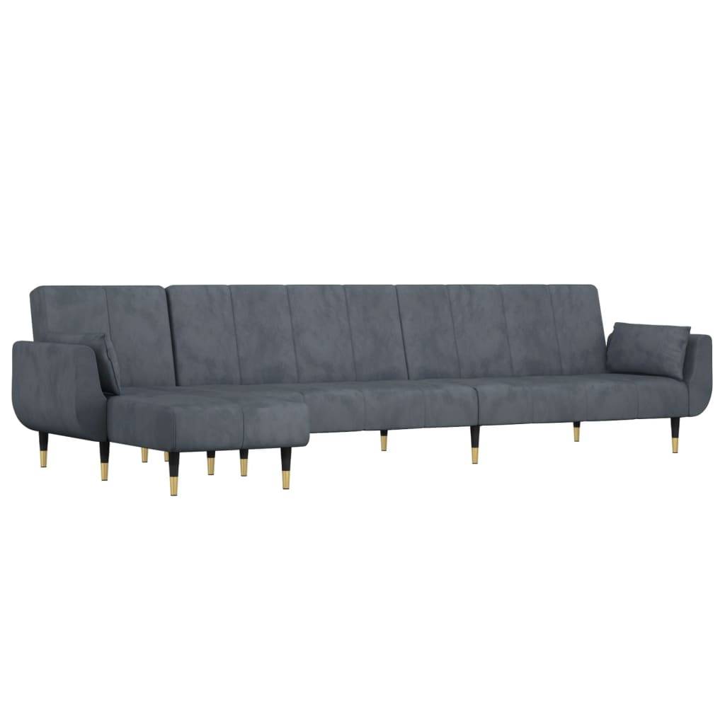 vidaXL Schlafsofa in L-Form Dunkelgrau 275x140x70 cm Samt