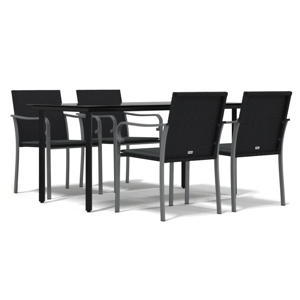 vidaXL 5-tlg. Garten-Essgruppe mit Kissen Poly Rattan und Stahl