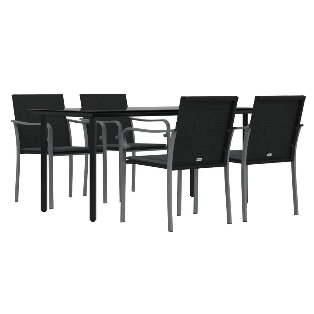 vidaXL 5-tlg. Garten-Essgruppe mit Kissen Poly Rattan und Stahl