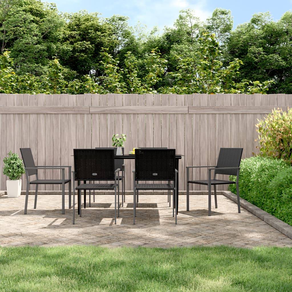 vidaXL Gartenstühle 6 Stk. Schwarz 54x62,5x89 cm Poly Rattan