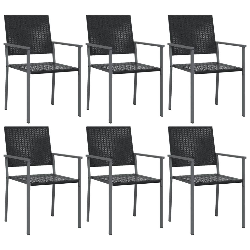 vidaXL Gartenstühle 6 Stk. Schwarz 54x62,5x89 cm Poly Rattan