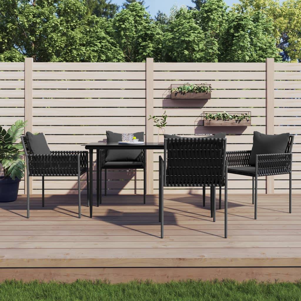 vidaXL 5-tlg. Garten-Essgruppe mit Kissen Poly Rattan und Stahl