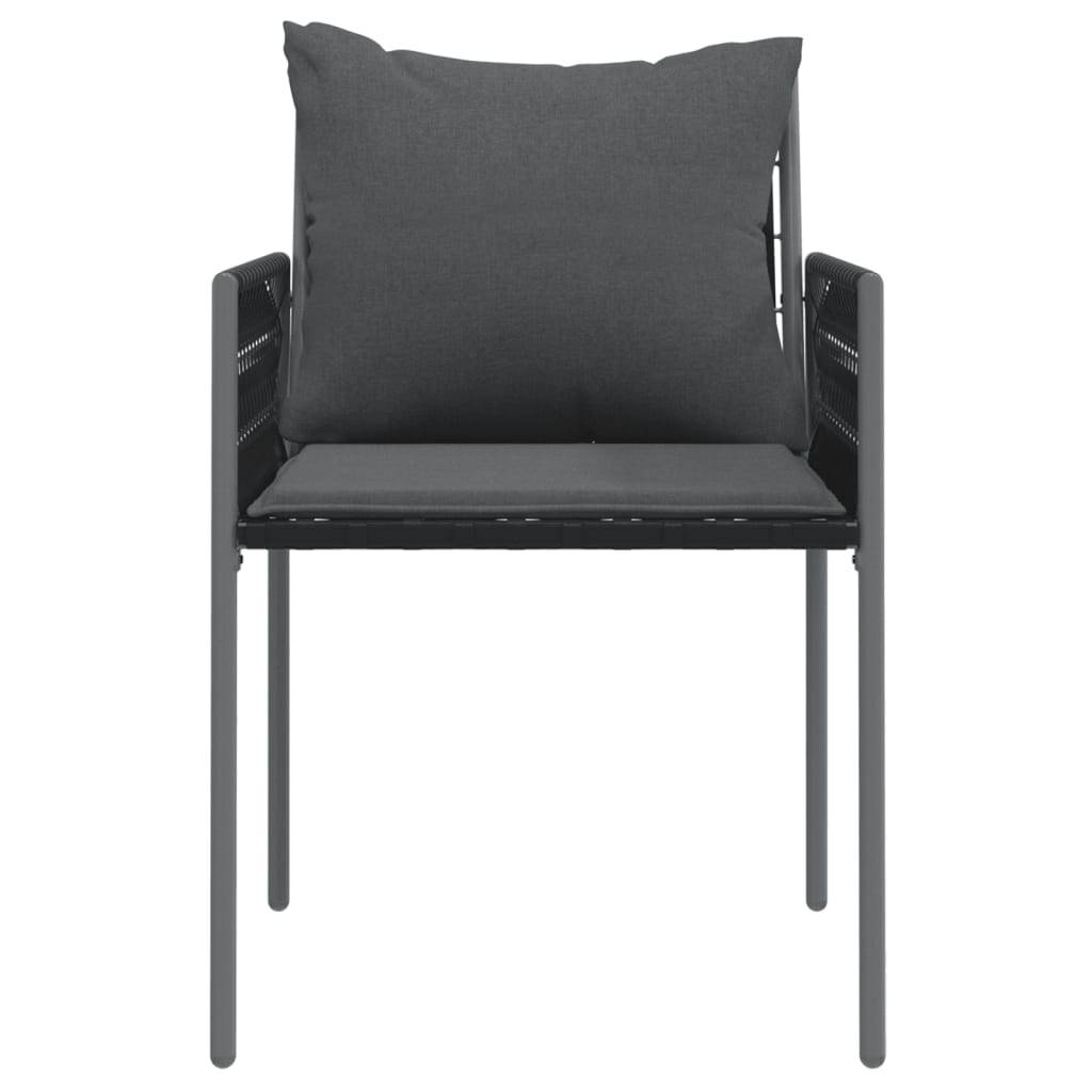 vidaXL Gartenstühle mit Kissen 6 Stk. Schwarz 54x61x83 cm Poly Rattan