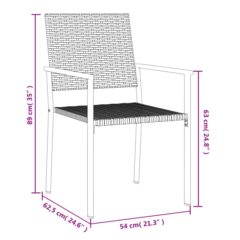 vidaXL Gartenstühle 2 Stk. Schwarz 54x62,5x89 cm Poly Rattan