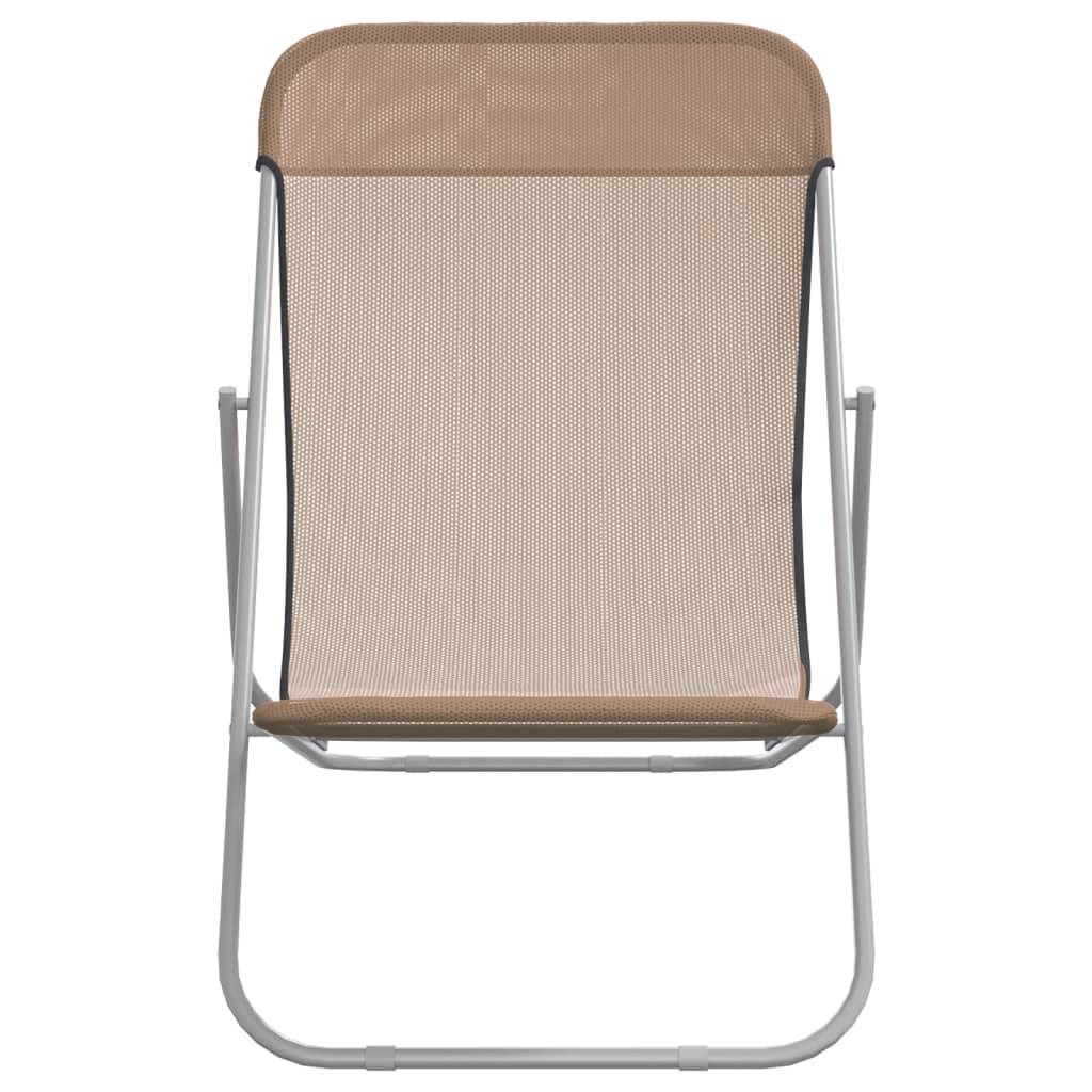 vidaXL Strandstühle 2 Stk. Taupe Textilene & Pulverbeschichteter Stahl