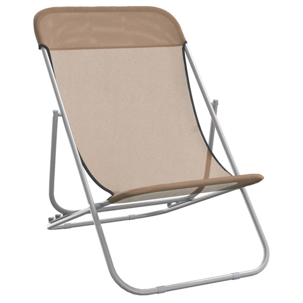 vidaXL Strandstühle 2 Stk. Taupe Textilene & Pulverbeschichteter Stahl