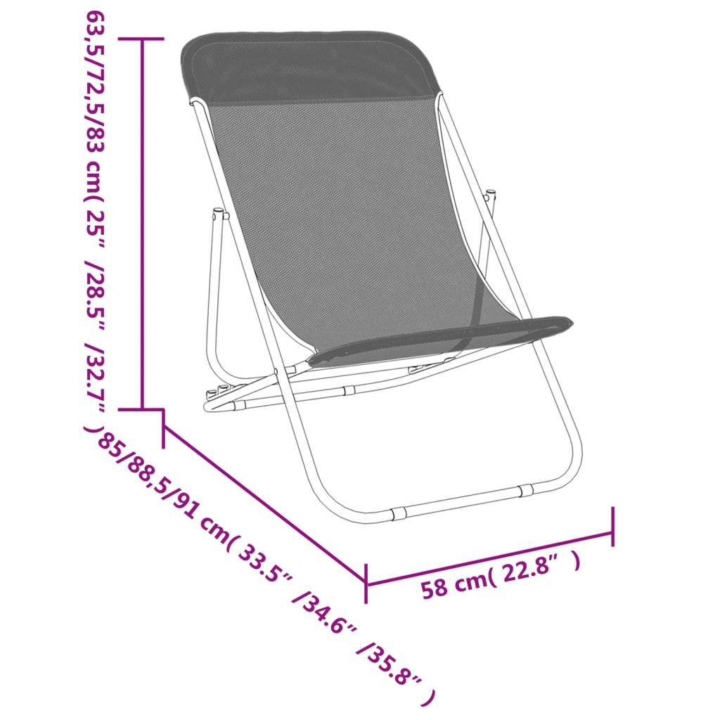 vidaXL Strandstühle 2 Stk. Taupe Textilene & Pulverbeschichteter Stahl