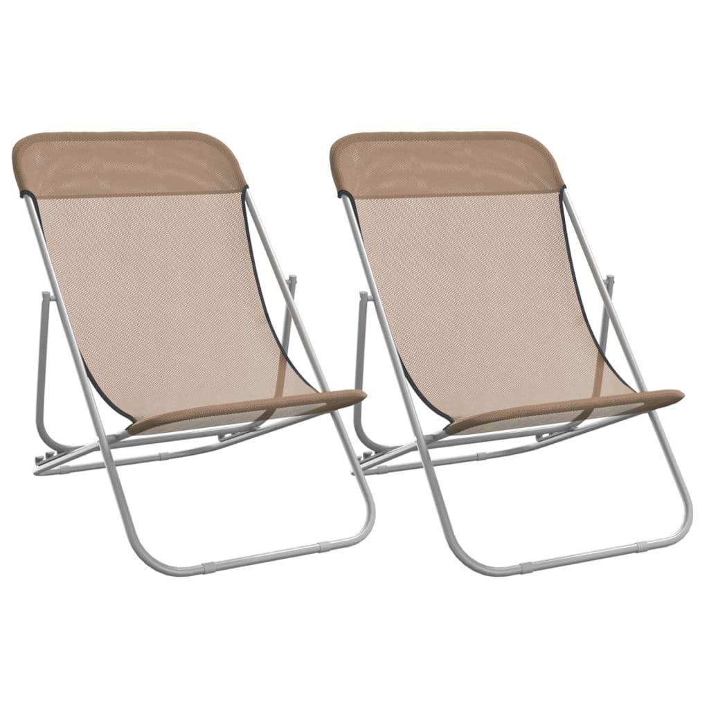 vidaXL Strandstühle 2 Stk. Taupe Textilene & Pulverbeschichteter Stahl