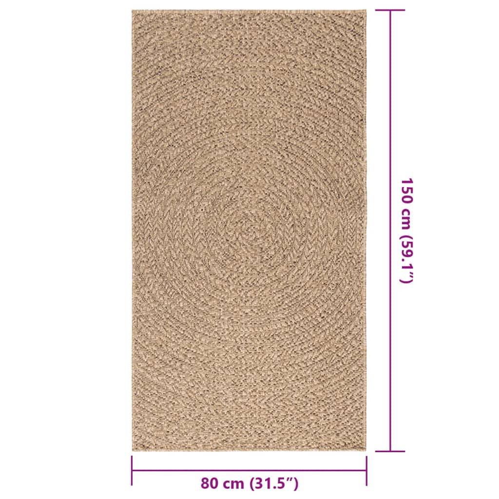vidaXL Teppich 80x150 cm Jute-Optik Innen und Außen