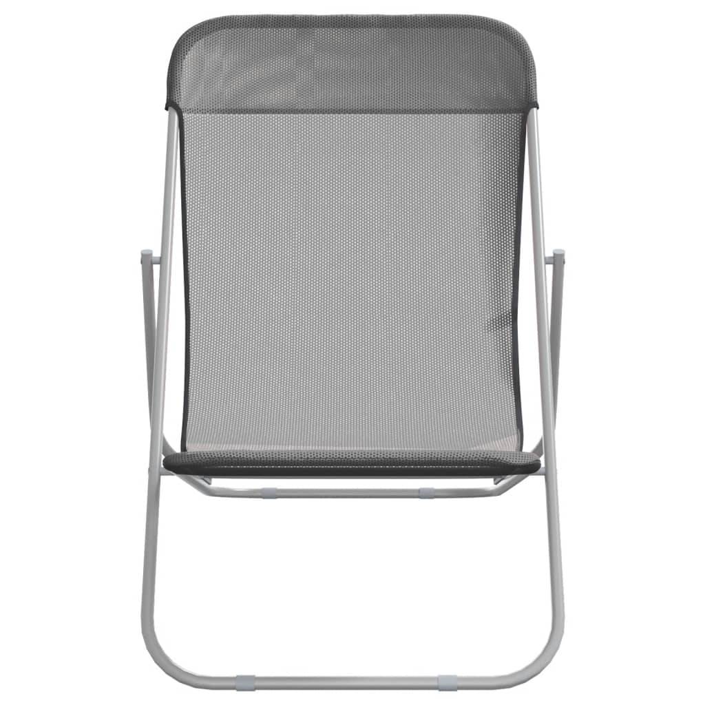 vidaXL Strandstühle 2 Stk. Grau Textilene & Pulverbeschichteter Stahl