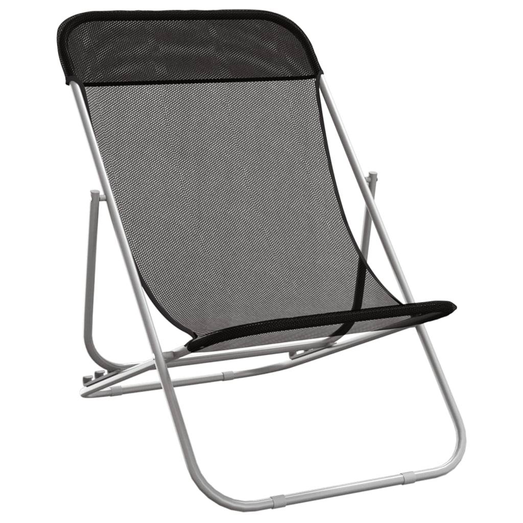vidaXL Strandstühle 2 Stk. Textilene & Pulverbeschichteter Stahl