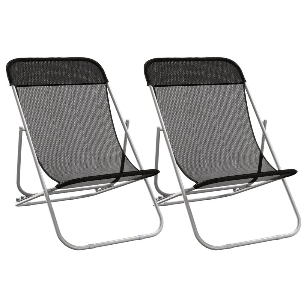 vidaXL Strandstühle 2 Stk. Textilene & Pulverbeschichteter Stahl